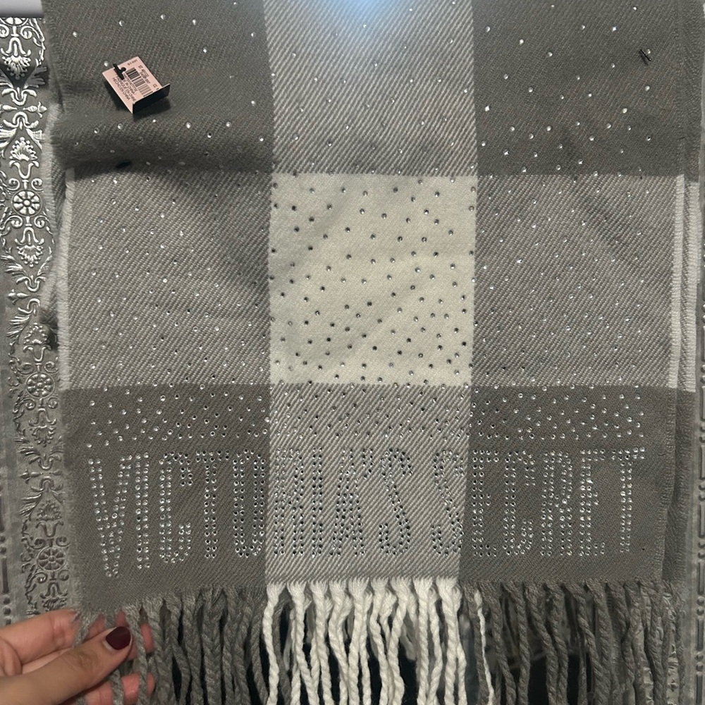Victoria's Secret Gray Scarf with Silver Accents